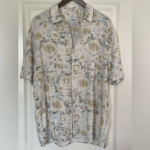 Zara Men’s Short Sleeve Button Down Relaxed Fit Shirt Size XL